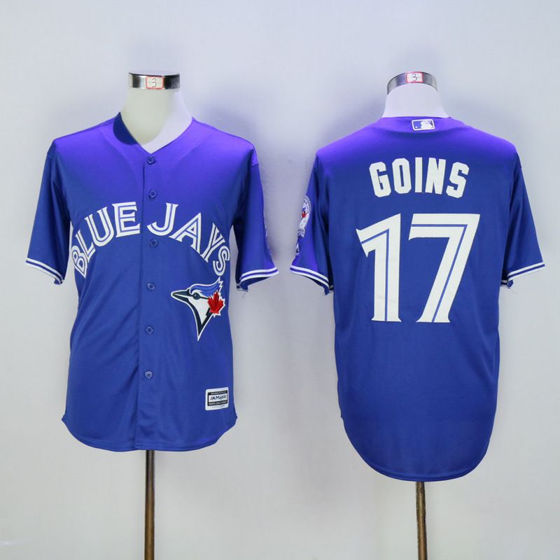 Men Toronto Blue Jays 17 Goins Blue MLB Jerseys